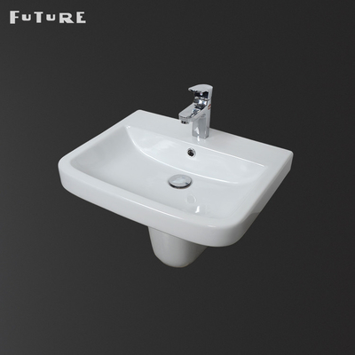 Semi lavabo en céramique de piédestal de l'évier 555*455*380mm de salle de bains de piédestal