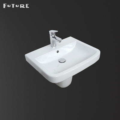 Semi lavabo en céramique de piédestal de l'évier 555*455*380mm de salle de bains de piédestal