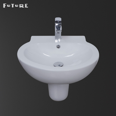 Trou simple écologique de Hung Semi Bathroom Pedestal Basin de mur de la CE