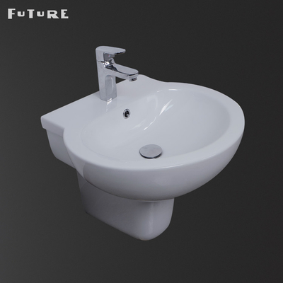 Trou simple écologique de Hung Semi Bathroom Pedestal Basin de mur de la CE