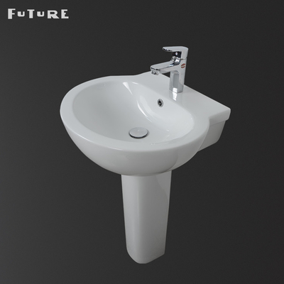 Plein effondrement standard de lavabo sur pied d'anti de corrosion évier ovale de piédestal