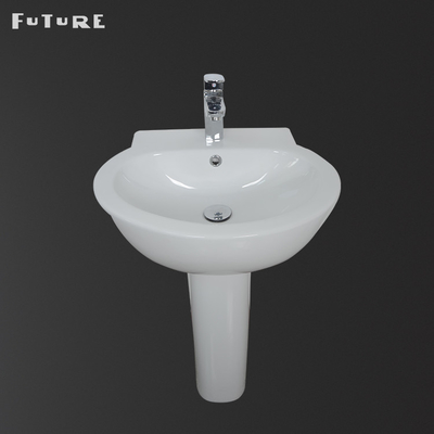 Plein effondrement standard de lavabo sur pied d'anti de corrosion évier ovale de piédestal