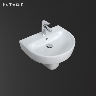 Lavabo en céramique de piédestal blanc au plancher d'évier de piédestal de 12 pouces