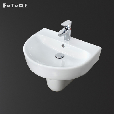 Lavabo en céramique de piédestal blanc au plancher d'évier de piédestal de 12 pouces