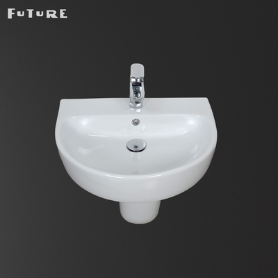 Lavabo en céramique de piédestal blanc au plancher d'évier de piédestal de 12 pouces