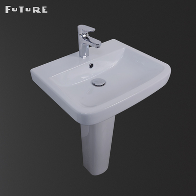 Bassin de main blanc moderne de lavage de piédestal 550mm un évier de piédestal de trou