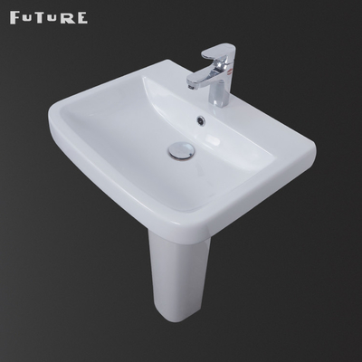 Bassin de main blanc moderne de lavage de piédestal 550mm un évier de piédestal de trou