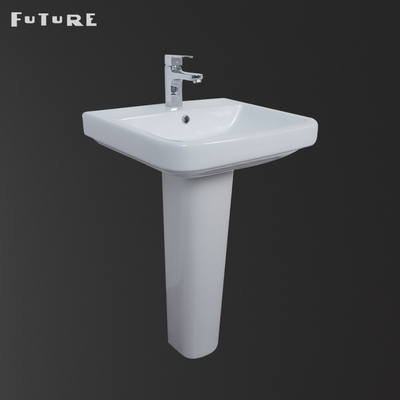 Bassin de main blanc moderne de lavage de piédestal 550mm un évier de piédestal de trou