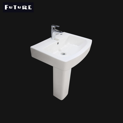 Lavabo sur pied simple du robinet 450mm de petit évier carré extérieur solide de piédestal