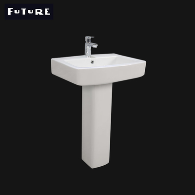 Lavabo sur pied simple du robinet 450mm de petit évier carré extérieur solide de piédestal