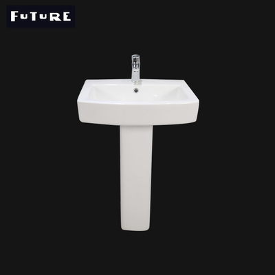 Lavabo sur pied simple du robinet 450mm de petit évier carré extérieur solide de piédestal