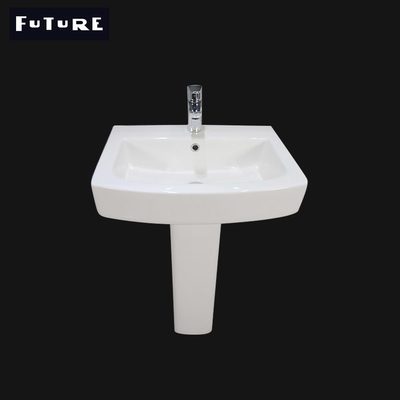 Lavabo sur pied simple du robinet 450mm de petit évier carré extérieur solide de piédestal