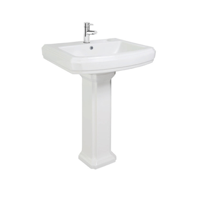 évier blanc large de piédestal de lavabo sur pied de salle de bains de 571mm le petit facile nettoient