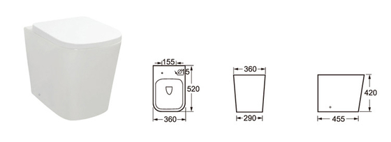 Carte de travail d'une seule pièce en céramique vitrée lisse de toilette avec le rinçage efficace étroit doux de Seat