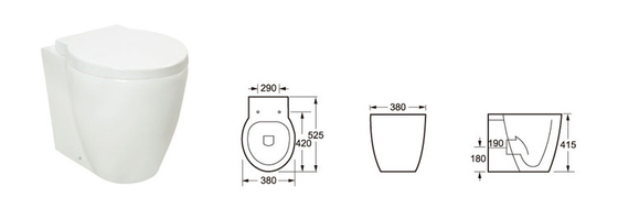 Blanc de rinçage efficace de nouveau à la toilette en céramique 520mm d'une seule pièce de toilette de mur