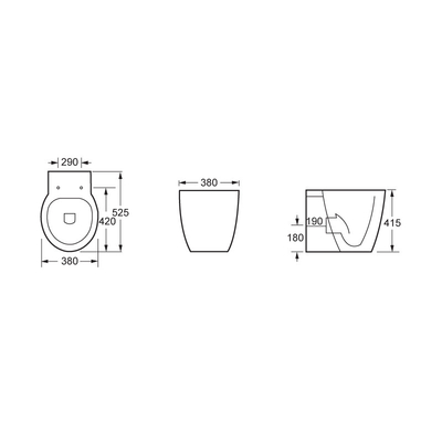 Blanc de rinçage efficace de nouveau à la toilette en céramique 520mm d'une seule pièce de toilette de mur