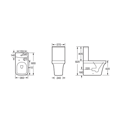 FUTURE toilette couplée étroite blanche de vestiaire avec en céramique vitré lisse