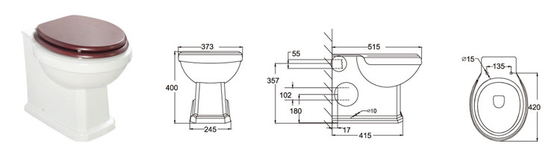 Le rond vitré doux de nouveau à la fin de toilette de mur a couplé le deepth de 420mm