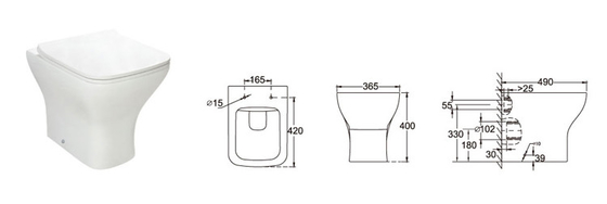 Contrat sanitaire de taille de confort des articles 420mm de nouveau au rinçage de gravité de toilette de mur