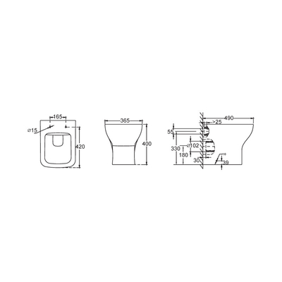 Contrat sanitaire de taille de confort des articles 420mm de nouveau au rinçage de gravité de toilette de mur