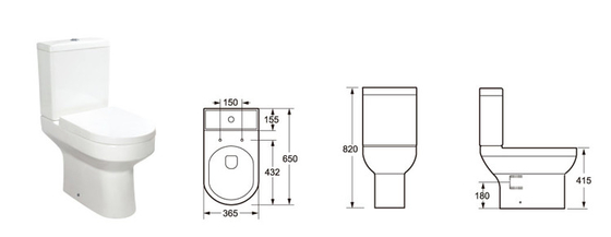 la toilette couplée étroite contemporaine en deux pièces antiusure a prolongé la désodorisation automatique