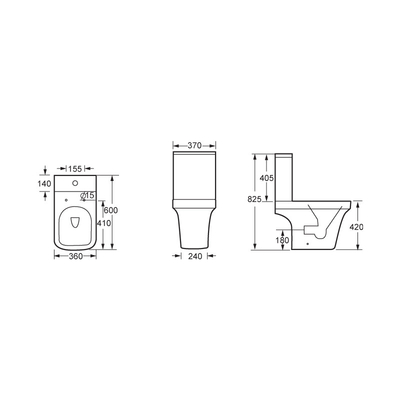 L'UPC a certifié la cuvette ovale couplée étroite blanche de toilette de salle de bains