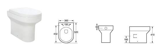 L'eau sauvant la projection courte de nouveau à l'antibactérien de poids de la toilette 20KG-30KG de mur