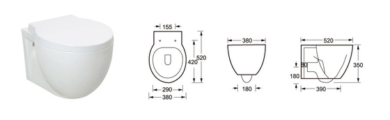 Désodorisation automatique de rinçage muette de Hung Toilet Wall Hanging Toilet de mur d'une seule pièce