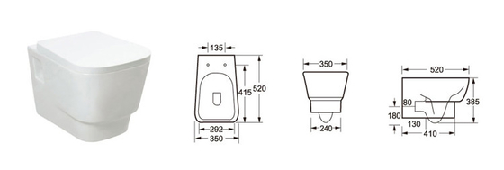 Cabinet 520*350*385mm de Hung Wc Wall Mounted Water de mur de salle de bains d'OEM
