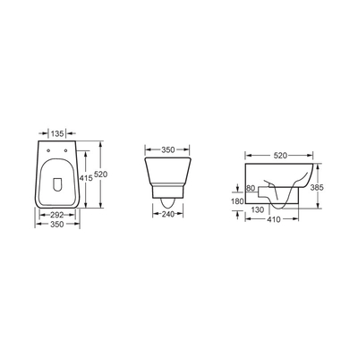 Cabinet 520*350*385mm de Hung Wc Wall Mounted Water de mur de salle de bains d'OEM