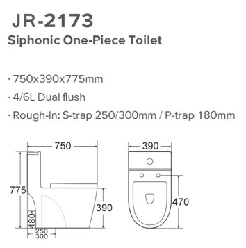 Commode d'une seule pièce philippine 750x390x775mm de piège de la toilette S d'UPC Watercloset Siphonic