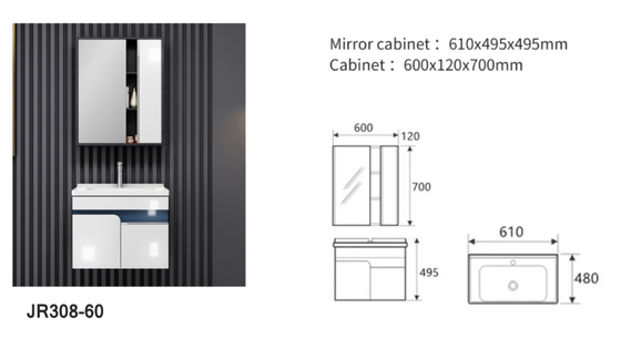 Résistance de vieillissement blanche de Cabinet de miroir de lavabo de salle de bains d'économie de l'espace