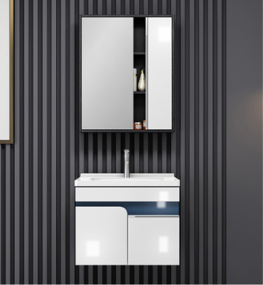 Cabinet de vanité de salle de bains de 600mm avec l'éraflure en céramique de vanité d'évier de miroir résistante