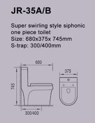 Style de tourbillonnement superbe de commode d'une seule pièce de toilette d'ISO9001 Siphonic