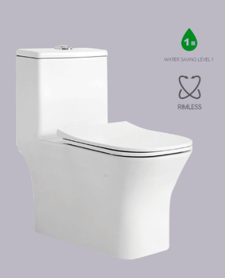 Économie 3/6L de l'eau d'UPC rinçant la commode d'une seule pièce de toilette au plancher sans monture