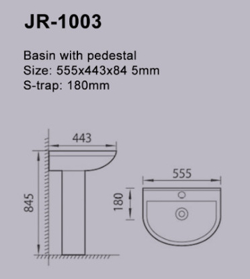 Facile de nettoyer la résistance moderne d'usage de lavabo sur pied de trou simple